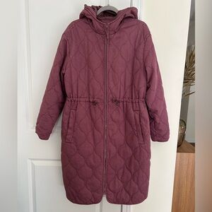 Universal Thread Quilted Hooded Coat in Plum